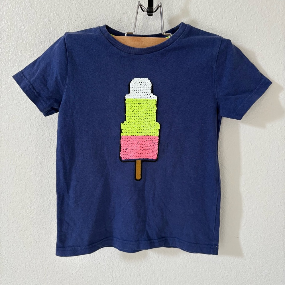 Mini Boden Popsicle Flip Sequin T-Shirt Size 5-6Y